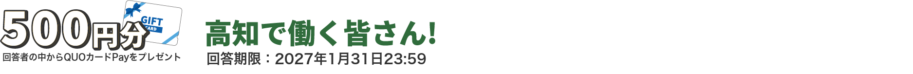 回答者の中からQUOカードPayをプレゼントするアンケート